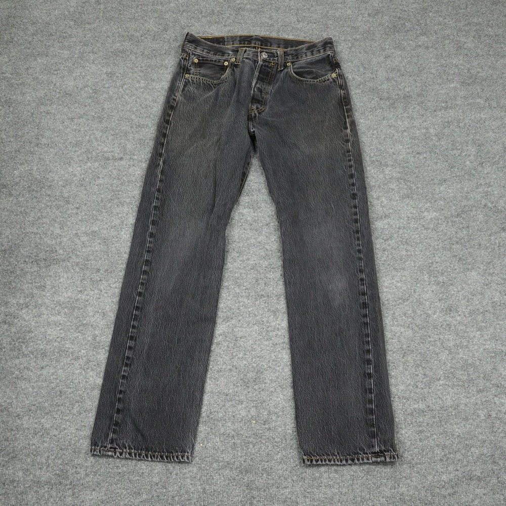 Levi's 501 Jeans Men 30x30 Black Straight Leg Button Fly Denim 00501-0000